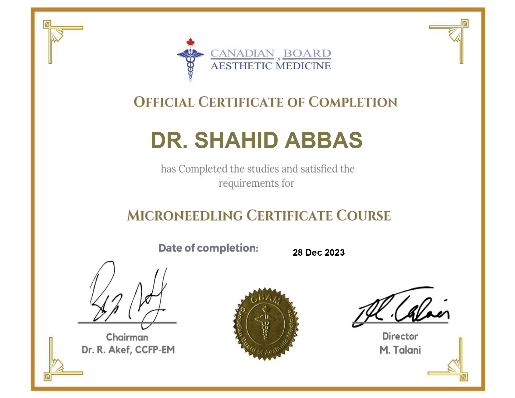  Micorneedling Certificate 